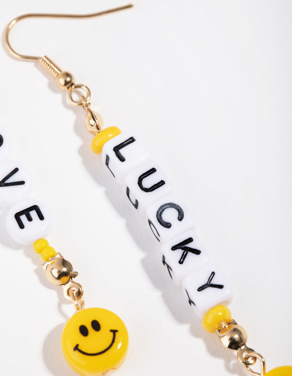 Plastikowe kolczyki z koralikami Lucky Love