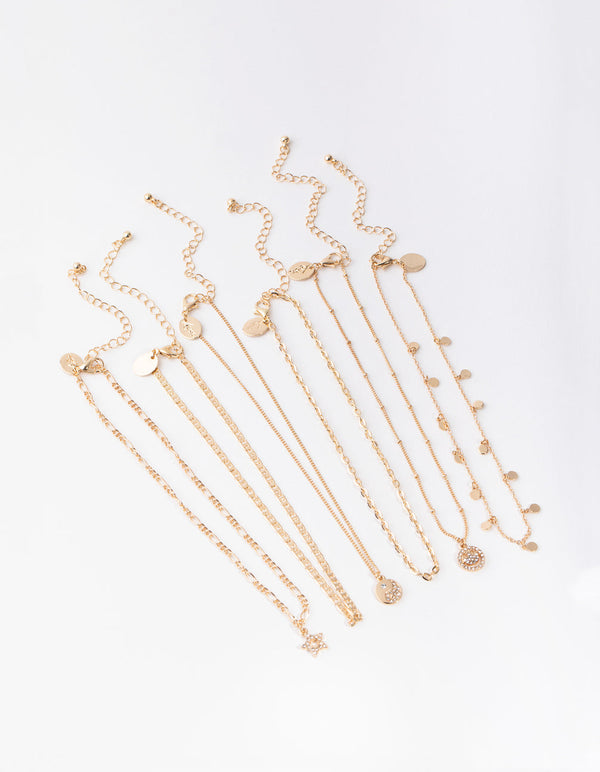 Złoty naszyjnik choker Smiley 6-pak