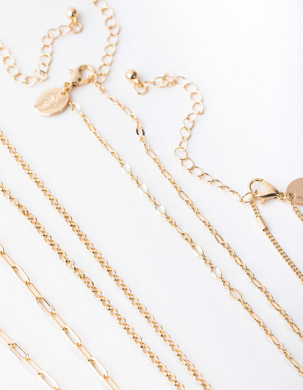 Gold Love Smiley 5-Pack Necklace