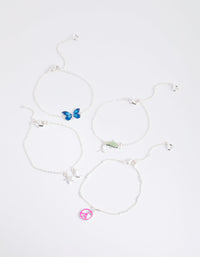 Silver Butterfly Bracelet and Anklet 4-Pack - link has visual effect only