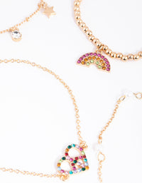 Gold Peace Heart 4-Pack Bracelets and Anklets - link has visual effect only