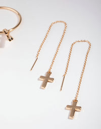 Gold Basic Cross 2-Pack Earring - link has visual effect only