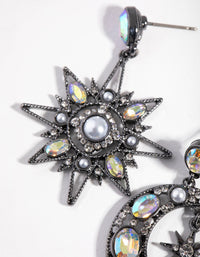 Gunmetal Mini Star and Moon Earrings - link has visual effect only