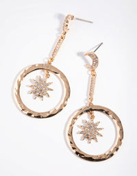 Fashion Gold Star in Disc Drop Earrings - link has visual effect only