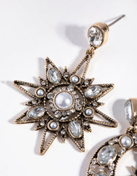 Antique Gold Mini Star and Moon Earrings - link has visual effect only