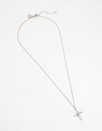 Rhodium Decorated Cross Pendant Necklace - link has visual effect only