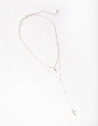 Silver Cross Pendant Two-Row Necklace - link has visual effect only