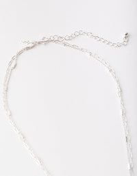 Silver Cross Pendant Two-Row Necklace - link has visual effect only