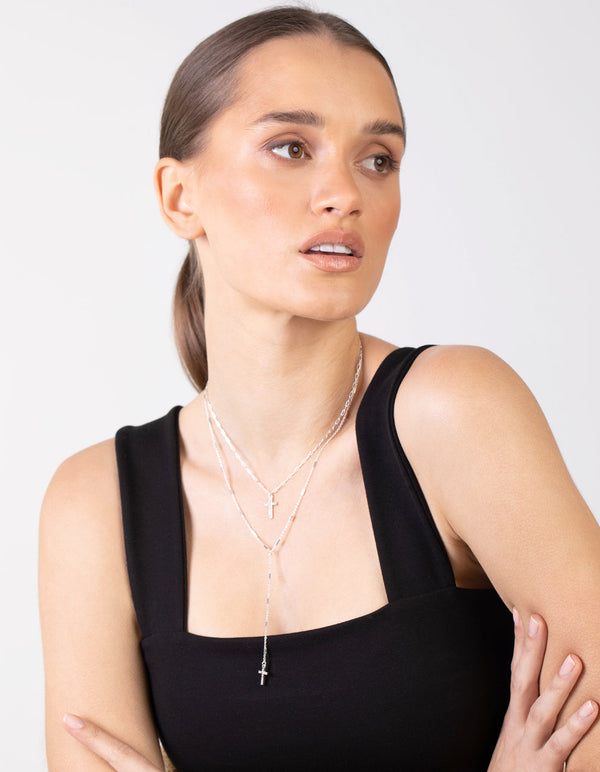 Naszyjnik choker z krzyżem złotym (7 sztuk)