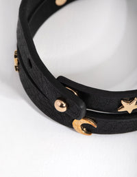 Gold PU Star and Moon Wrap Bracelet - link has visual effect only