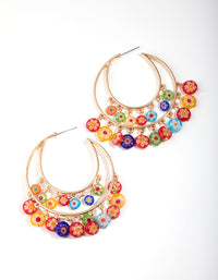 Gold Double Loop Printed Bead Earrings - link has visual effect only