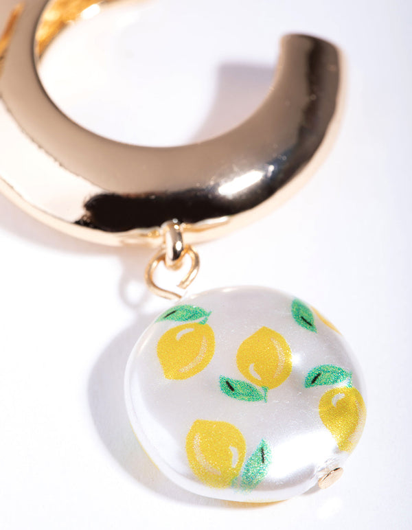 Gouden citroen schijf oorbellen