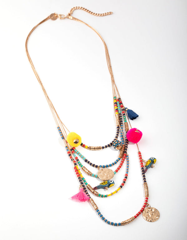 Gold Bead and Coin Long Necklace