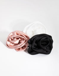 Fabric Rose 3-Pack Hair Ties - link has visual effect only