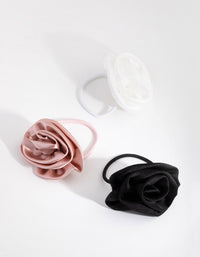 Fabric Rose 3-Pack Hair Ties - link has visual effect only
