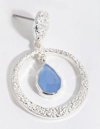 Silver Blue Mix Bead Drop Earrings - link has visual effect only