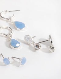 Silver Blue Mix Bead Curated Earrings - link has visual effect only