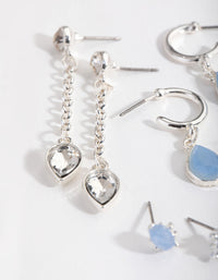 Silver Blue Mix Bead Curated Earrings - link has visual effect only