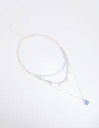 Silver Blue Lace Agate Layered Necklace - link has visual effect only