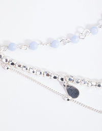 Silver Blue Lace Agate Layered Necklace - link has visual effect only