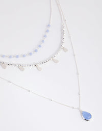 Silver Blue Lace Agate Layered Necklace - link has visual effect only
