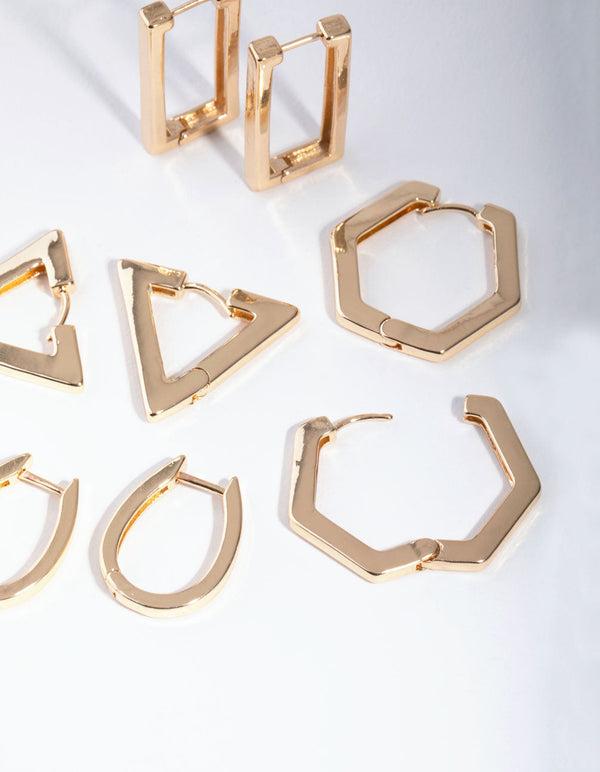 Gold Statement Geometric 8-Pack Earring
