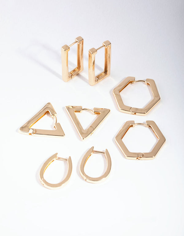 Gold Statement Geometric 8-Pack Earring