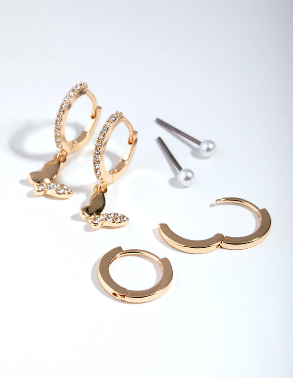 Gold Butterfly Stack Pack Earring
