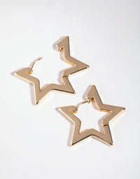 Gold Large Star Huggie Earrings - link has visual effect only