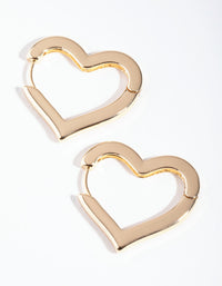 Gold Large Heart Huggie Earrings - link has visual effect only