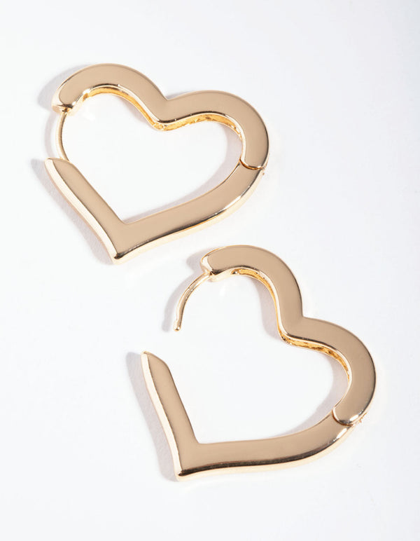 Gold Large Heart Huggie Earrings