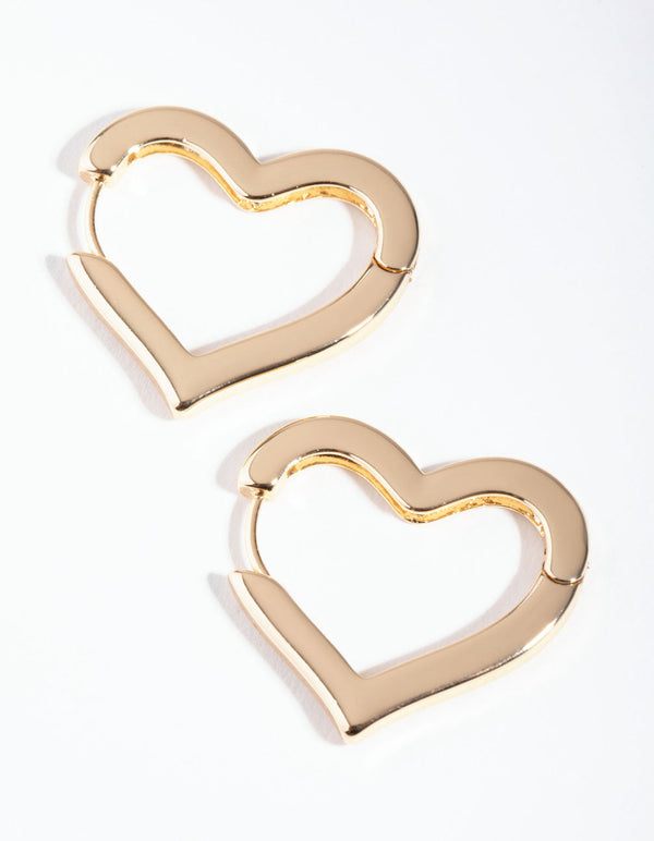 Gold Large Heart Huggie Earrings