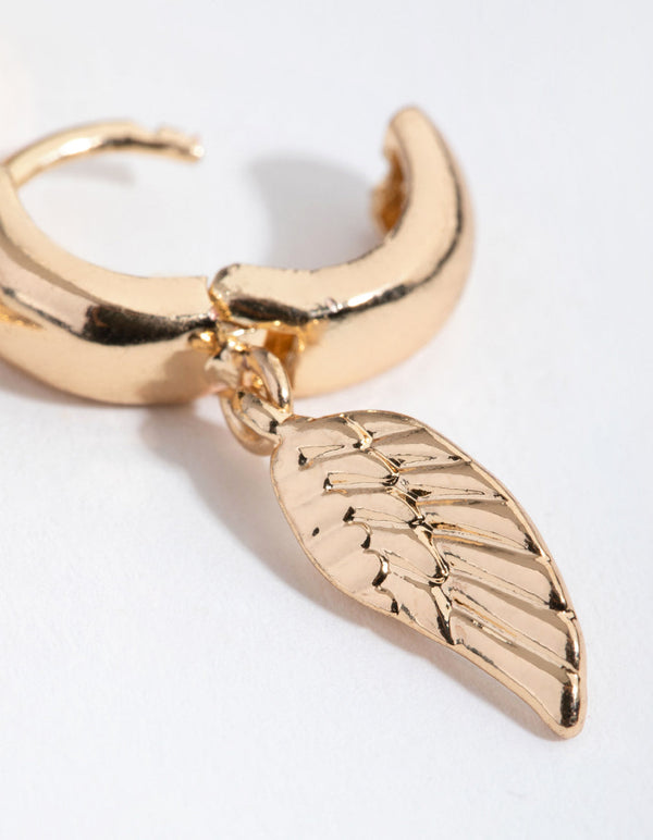 Gold Angel Wings Huggie Earrings