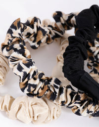 Black and Leopard Miniture Silk Scrunchie 3-Pack - link has visual effect only