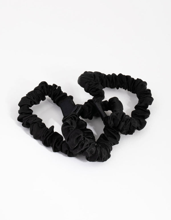 Black Miniature Silk Scrunchie 3-Pack
