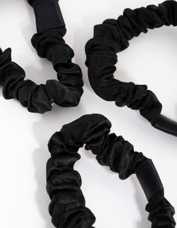 Black Miniature Silk Scrunchie 3-Pack
