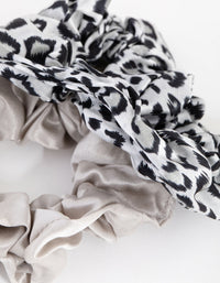 Grey and Leopard Silk Scrunchie 2-Pack - link has visual effect only