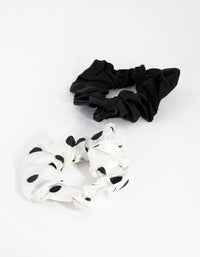 Black and Polka Dot Silk Scrunchie 2-Pack - link has visual effect only