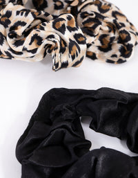 Black and Leopard Silk Scrunchie 2-Pack - link has visual effect only