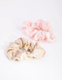 Cream and Pink Silk Scrunchie 2-Pack - link has visual effect only