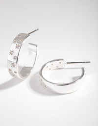 Real Silver Plated Diamante Star Hoop Earrings - link has visual effect only