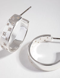 Real Silver Plated Diamante Star Hoop Earrings - link has visual effect only