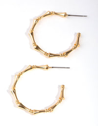 Real Gold Plated Bamboo Hoop Earrings - link has visual effect only