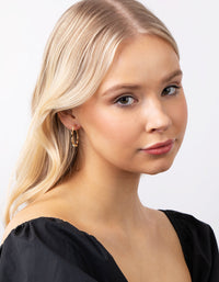 Real Gold Plated Bamboo Hoop Earrings - link has visual effect only