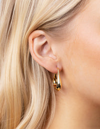 Real Gold Plated Rectangle Wide Hoop Earrings - link has visual effect only