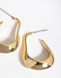 Real Gold Plated Rectangle Wide Hoop Earrings - link has visual effect only