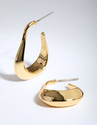 Real Gold Plated Rectangle Wide Hoop Earrings - link has visual effect only
