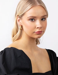 Real Gold Plated Rectangle Wide Hoop Earrings - link has visual effect only