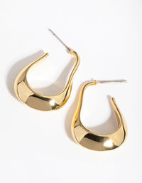 Real Gold Plated Rectangle Wide Hoop Earrings - link has visual effect only