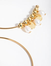 Real Gold Plated Freshwater Pearl and Disc Hoop Earrings - link has visual effect only